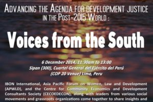 COP 20 Side Event: Advancing the Agenda for Development Justice in the Post-2015 World