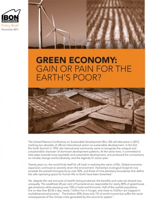 Green Economy: Gain or Pain for the Earth’s Poor?