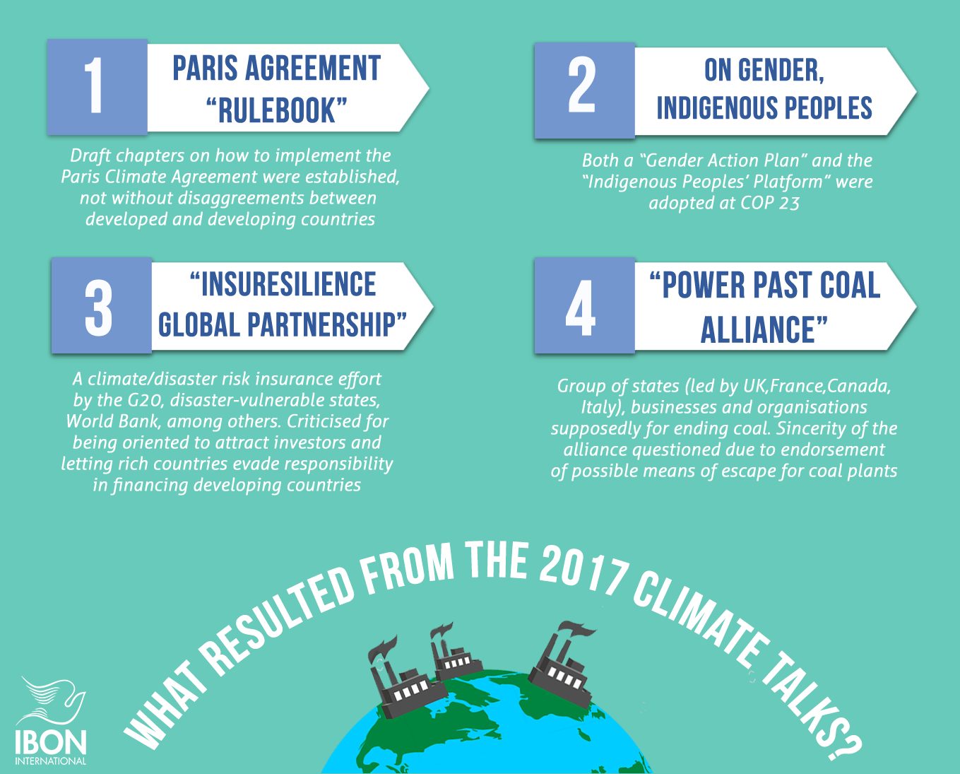 What resulted from the 2017 climate talks?