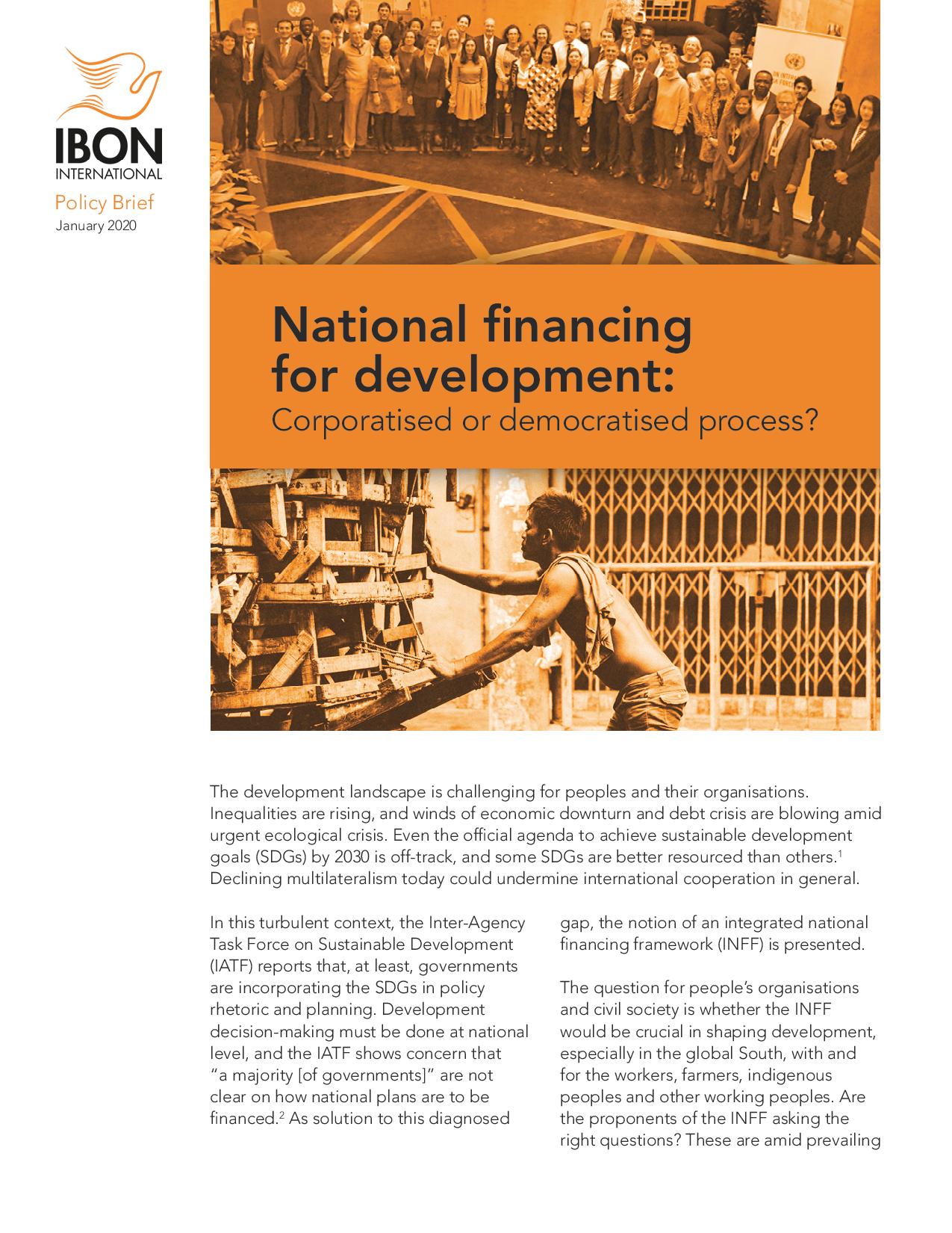 National financing for development: Corporatised or democratised process?