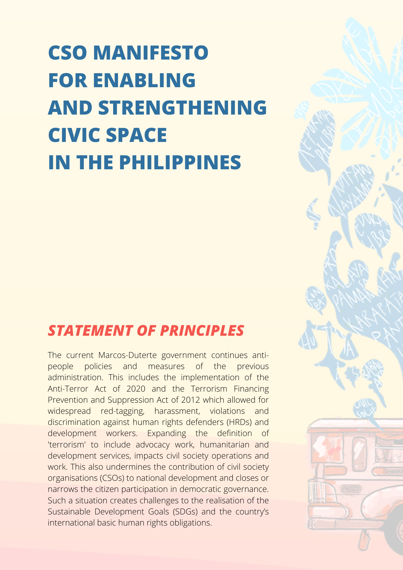 CSO Manifesto for Enabling and Strengthening Civic Space in the Philippines