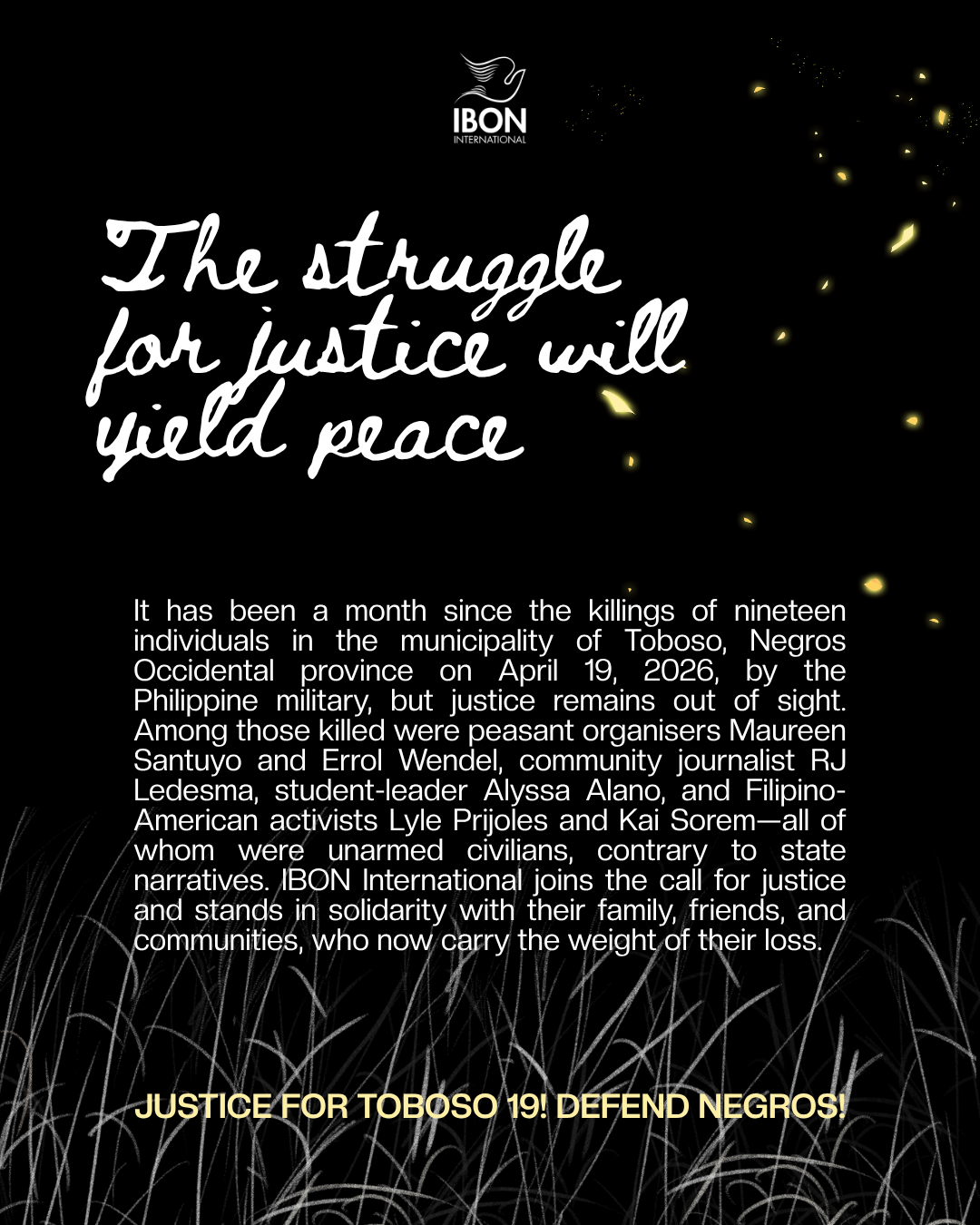 The struggle for justice will yield peace