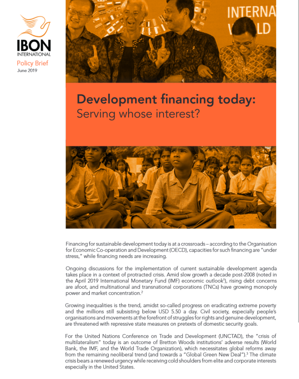 Development financing today: Serving whose interest?