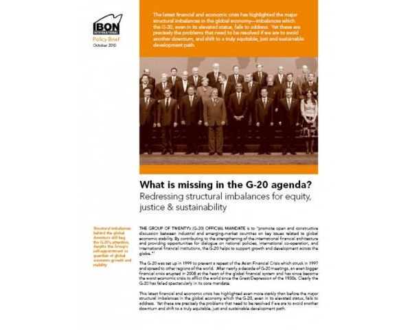 What is missing in the G-20 agenda?